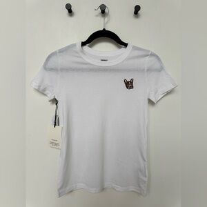 Sunday Best White Tee with French Bulldog Embroidery